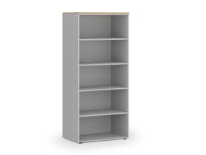 Kancelářský regál PRIMO GRAY, 800 x 500 x 1781 mm, šedá/buk