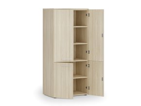 Kancelářská policová skříň PRIMO WOOD, půlené dveře, 800 x 500 x 1781 mm, dub přírodní