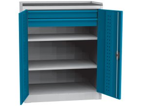 dilenska skrin nizka na naradi kovos 2 police 2 zasuvky 950 x 500 x 1180 mm 85000