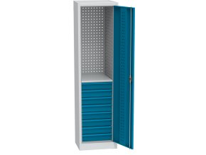 uzka dilenska zasuvkova skrin na naradi kovos 1 police 8 zasuvek svarovana 505 x 500 x 1950 mm 85004