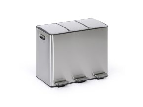 Koš na tříděný odpad, 3x 15 l, nerez, nášlapný