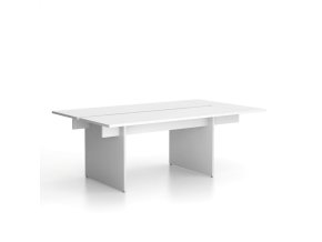 Jednací kancelářský stůl SOLID + 1x přísed, 210x125 cm, bílá