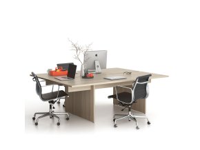 Kancelářský stůl double SOLID + 1x přísed, 210x165 cm, dub přírodní