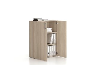 Kancelářská skříň nízká SOLID, 800 x 400 x 1080 mm, dub přírodní