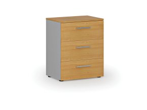 Kancelářská komoda ke stolu PRIMO GRAY, 740 x 600 x 420 mm, šedá/buk