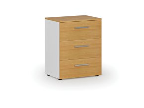 Kancelářská komoda ke stolu PRIMO WHITE, 740 x 600 x 420 mm, bílá/buk