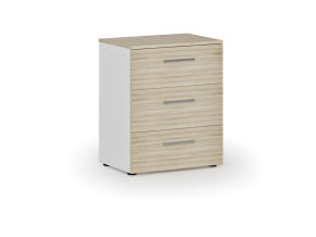 Kancelářská komoda ke stolu PRIMO WHITE, 740 x 600 x 420 mm, bílá/dub přírodní