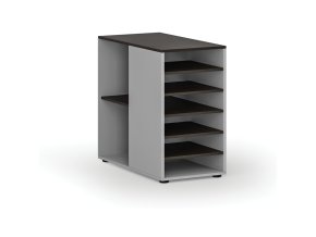 Přístavná policová skříňka k pracovnímu stolu PRIMO GRAY, levá, šedá/wenge
