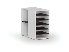 Přístavná policová skříňka k pracovnímu stolu PRIMO WHITE, levá, bílá/wenge