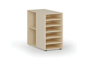 Přístavná policová skříňka k pracovnímu stolu PRIMO WOOD, levá, bříza