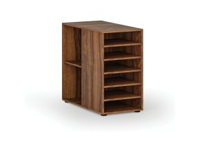 Přístavná policová skříňka k pracovnímu stolu PRIMO WOOD, levá, ořech