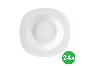 Talíř hluboký MONA, hranatý, 21 x 21 cm, porcelán, 24 ks