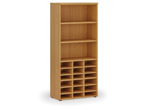 Třídicí regál PRIMO WOOD, 800 x 420 x 1781 mm, 18 přihrádek, buk