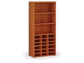 Třídicí regál PRIMO WOOD, 800 x 420 x 1781 mm, 18 přihrádek, třešeň