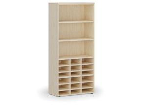 Třídicí regál PRIMO WOOD, 800 x 420 x 1781 mm, 18 přihrádek, bříza