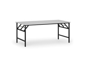 Konferenční stůl FAST READY, 180x90 cm, černá podnož, bílá