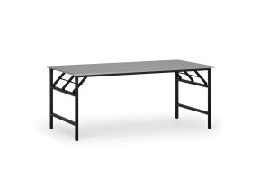 Konferenční stůl FAST READY, 180x90 cm, černá podnož, šedá