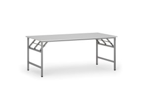 Konferenční stůl FAST READY, 180x90 cm, šedostříbrná podnož, bílá