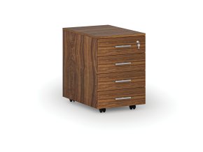 Kancelářský mobilní kontejner SOLID, 4 zásuvky, ořech