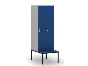 drevena satni skrinka s lavickou 2 oddily 1871 x 600 x 500 800 mm demont otocny zamek seda modra 76608