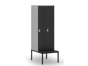 drevena satni skrinka s lavickou 2 oddily 1871 x 600 x 500 800 mm demont otocny zamek seda grafit 76609