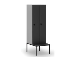 drevena satni skrinka s lavickou 2 oddily 1871 x 600 x 500 800 mm demont kodovy zamek seda grafit 76619