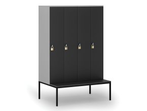 drevena satni skrinka s4 s lavickou 4 oddily 1871 x 1200 x 500 800 mm demont otocny zamek seda grafit 76667