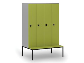 drevena satni skrinka s lavickou 4 oddily 1871 x 1200 x 500 800 mm demont kodovy zamek seda zelena 76675