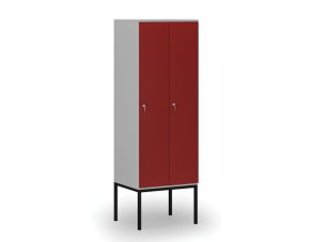 drevena satni skrinka s podnozi 2 oddily 1871 x 600 x 500 mm demont cylindricky zamek seda cervena 76713