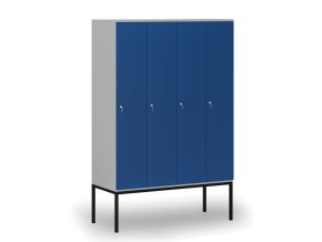 drevena satni skrinka s podnozi 4 oddily 1871 x 1200 x 500 mm demont cylindricky zamek seda modra 76770
