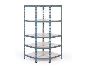 Rohový policový regál, 1800 x 900 x 600 mm, nosnost 175 kg