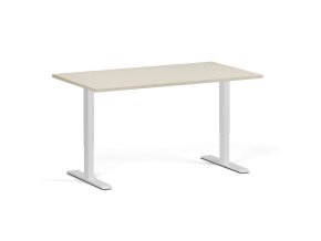 Výškově nastavitelný stůl, 140x80 cm, 1 motor, bílá podnož, bříza