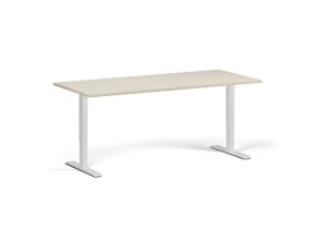 Výškově nastavitelný stůl, 180x80 cm, 1 motor, bílá podnož, bříza