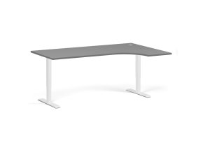 Rohový výškově nastavitelný stůl, 180x120 cm, 1 motor, L/P, bílá podnož, grafit
