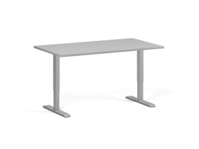 Výškově nastavitelný stůl, 1 motor, deska 140x80 cm, šedá podnož, šedá