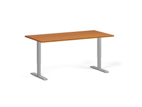 Výškově nastavitelný stůl, 160x80 cm, 1 motor, šedá podnož, třešeň
