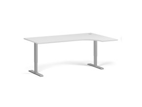 Rohový výškově nastavitelný stůl, 180x120 cm, 1 motor, L/P, šedá podnož, bílá