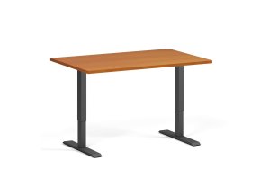 Výškově nastavitelný stůl, 120x80 cm, 1 motor, černá podnož, třešeň