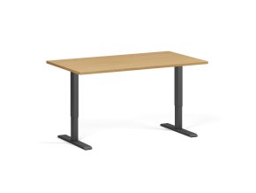 Výškově nastavitelný stůl, 140x80 cm, 1 motor, černá podnož, buk