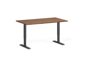 Výškově nastavitelný stůl, 140x80 cm, 1 motor, černá podnož, ořech