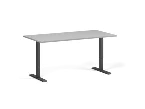 Výškově nastavitelný stůl, 160x80 cm, 1 motor, černá podnož, šedá