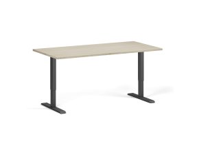 Výškově nastavitelný stůl, 160x80 cm, 1 motor, černá podnož, dub přírodní