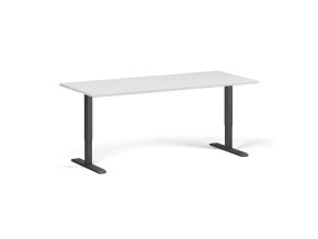 Výškově nastavitelný stůl, 180x80 cm, 1 motor, černá podnož, bílá