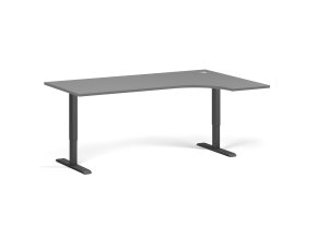 Rohový výškově nastavitelný stůl, 180x120 cm, 1 motor, L/P, černá podnož, grafit