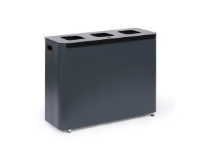 Odpadkový koš na tříděný odpad, 3 x 60 l, lakovaný šedý