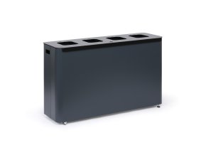 Odpadkový koš na tříděný odpad, 4 x 60 l, lakovaný šedý