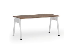 Kancelářský stůl PRIMO GAMMA, 160x80 cm, bílá podnož, ořech