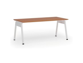 Kancelářský stůl PRIMO GAMMA, 180x90 cm, bílá podnož, třešeň