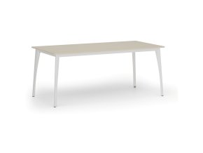 Jednací kancelářský stůl PRIMO OMEGA, 180x90 cm, bílá podnož, bříza