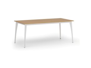 Jednací kancelářský stůl PRIMO OMEGA, 180x90 cm, bílá podnož, buk